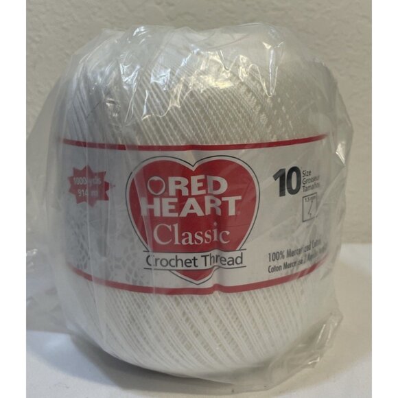 Red Heart Classic Crochet Thread Size 10 White 0201 100% Cotton 1000 Yards - Picture 1 of 5